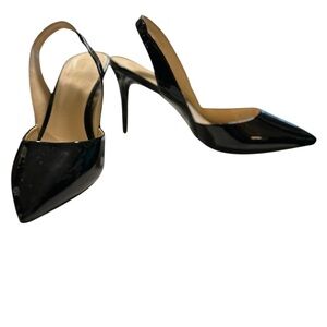 Nine West Women’s Black, Size 10.5 Sling Back Patent Vegan Leather Heels NWOT